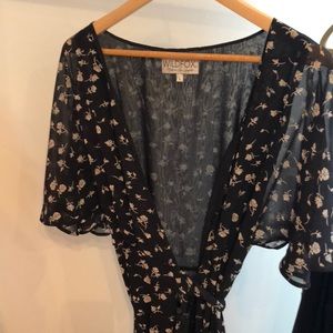Wild fox Floral Flutter wrap dress